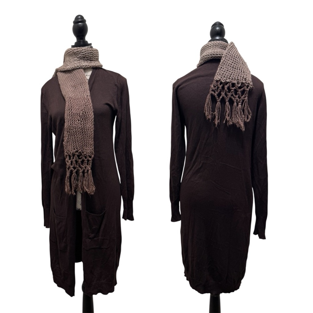 Joseph A Brown Long Sleeve Dress with Scarf